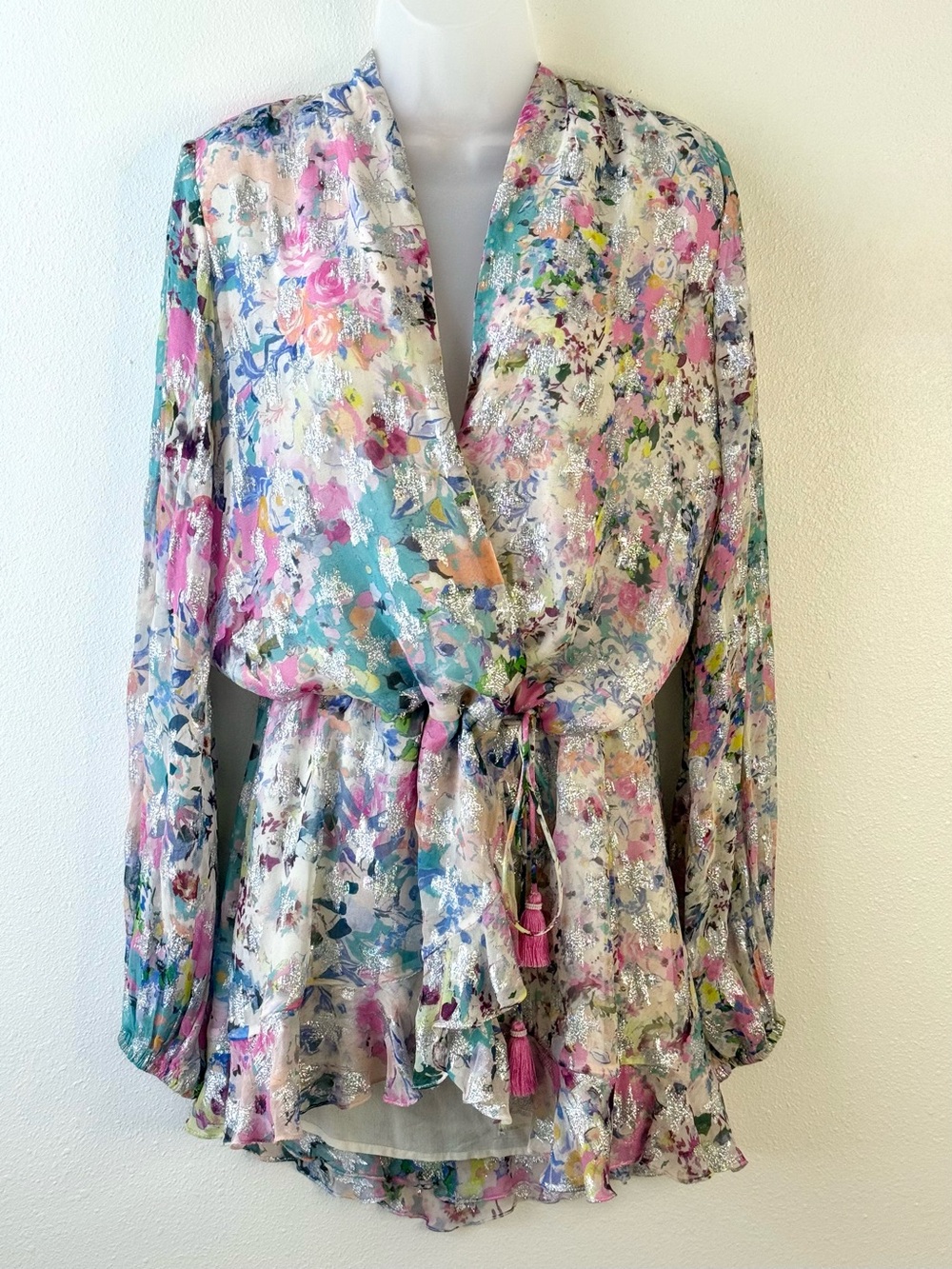 Rococo Sand Leila Floral Metallic Stars Mini Dress M